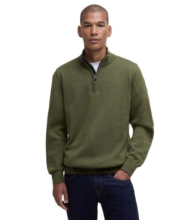 Men’s Barbour Cotton Half Zip Sweater - Wintermoss