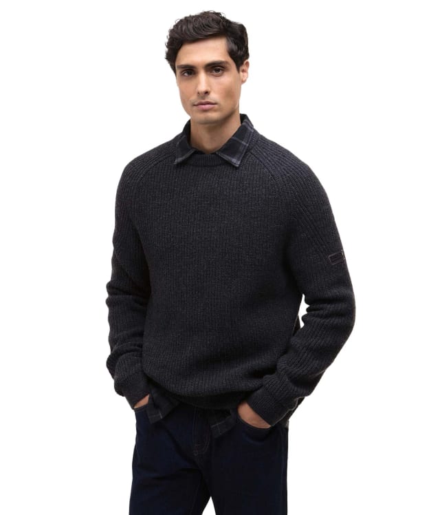 Men's Barbour International Chester Crew Knit Jumper - Charcoal Marl