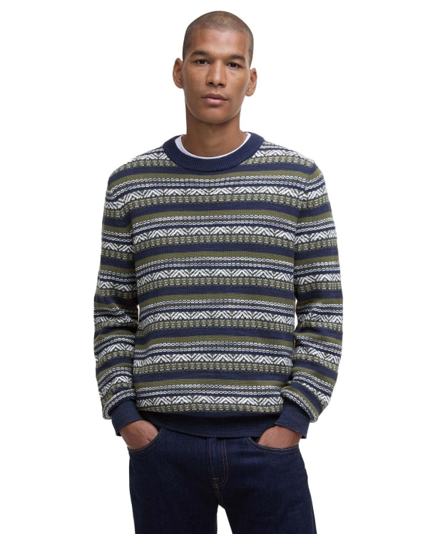 Men's Barbour Topcliffe Fairisle Crew Neck Sweater - Navy