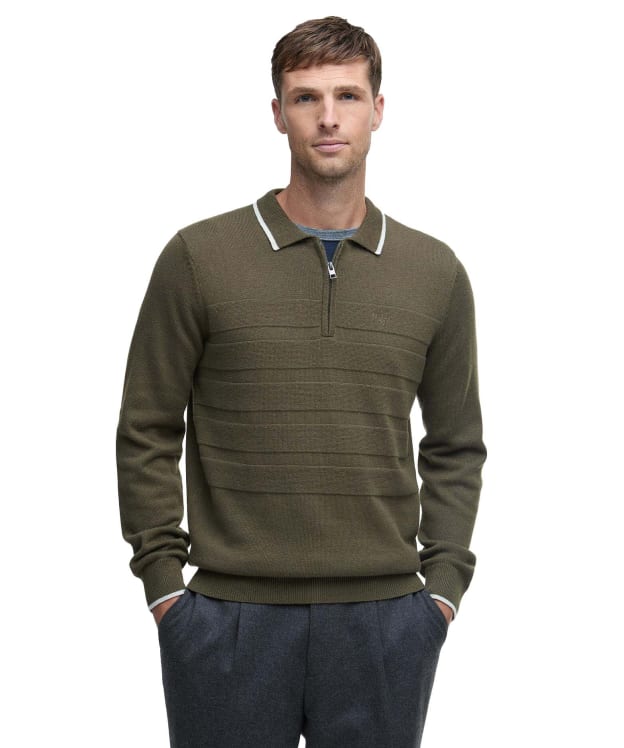 Men's Barbour Fenhill Knitted Polo - Mid Olive