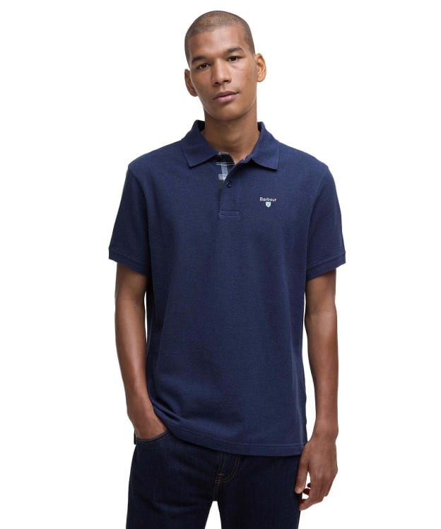 Men's Barbour Tartan Pique Polo Shirt - Inky Marl