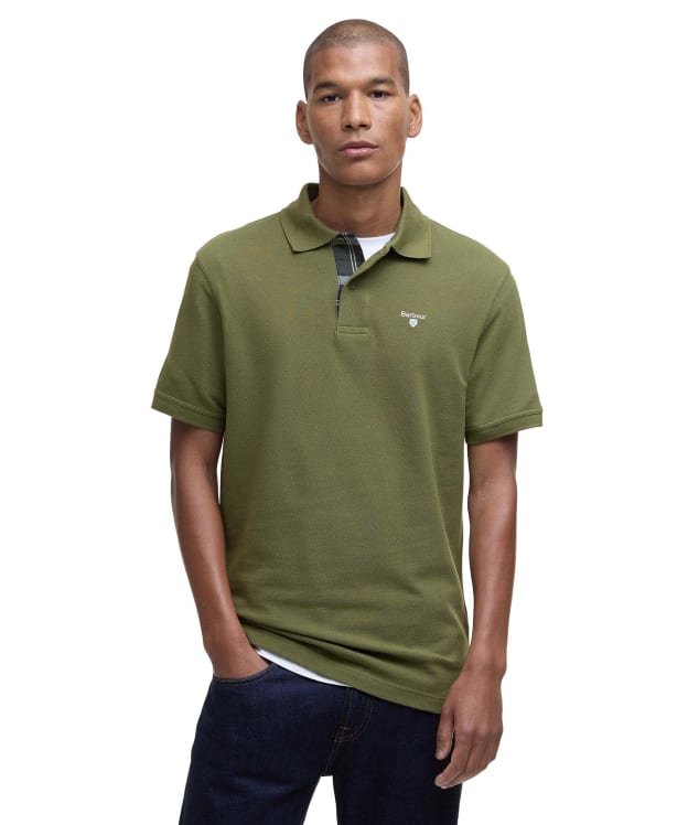 Men's Barbour Tartan Pique Polo Shirt - Wintermoss