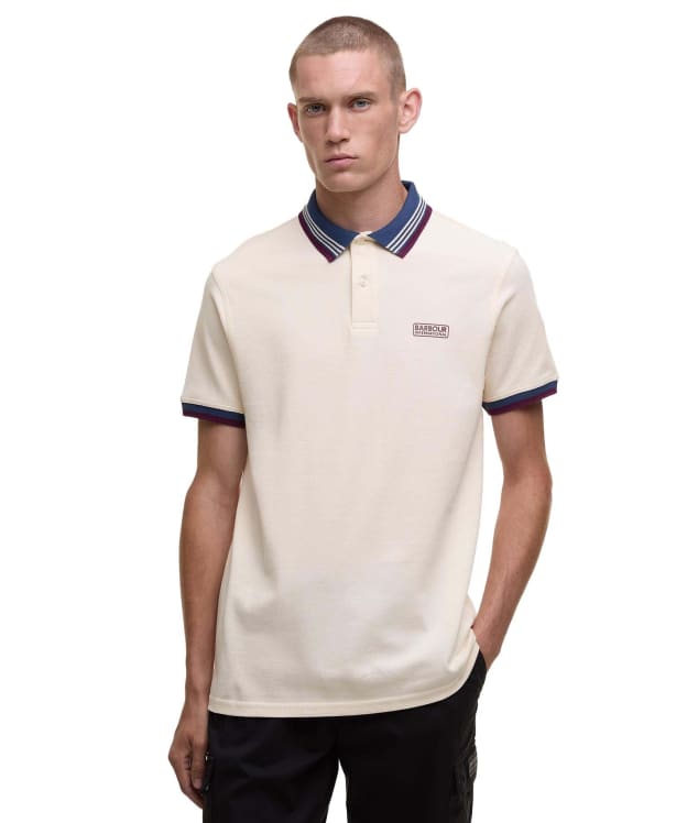 Men's Barbour International Francis Short Sleeve Pique Polo Shirt - Calico White