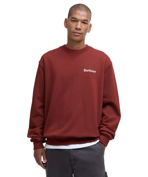 Men's Barbour Firbank Relaxed Crew Neck Sweatshirt - Fired Brick