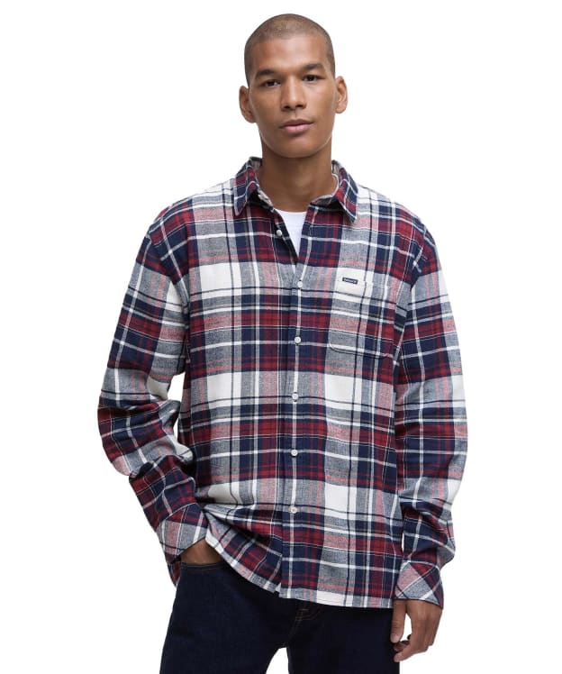 Men's Barbour Malham Checked Long Sleeved Relaxed Shirt - Red