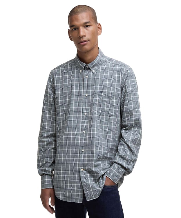Men's Barbour Bramham Checked Long Sleeved Tailored Shirt - Grey Marl