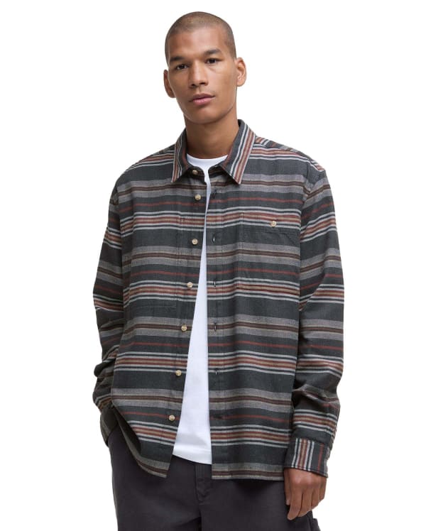 Men's Barbour Bowscale Striped Long Sleeved Relaxed Shirt - Charcoal Marl