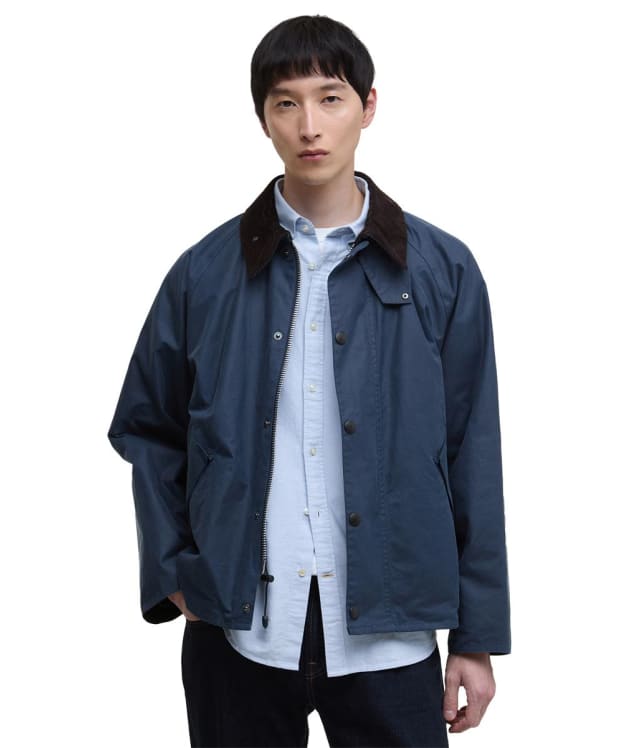Men's Barbour Oversized Transport Waxed Jacket - Washed Cobalt