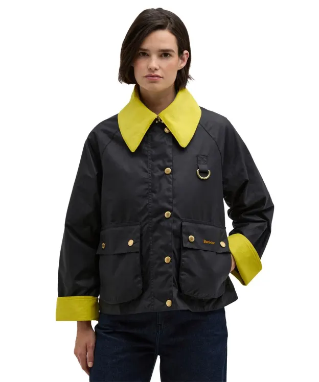 Women's Barbour Icons Spey Waxed Jacket - Navy / Classic Tartan