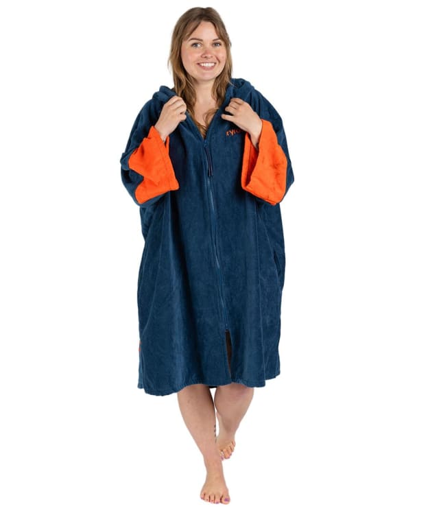dryrobe¨ Full-Zip Organic Towel Robe Short Sleeved - Deep Sea Blue