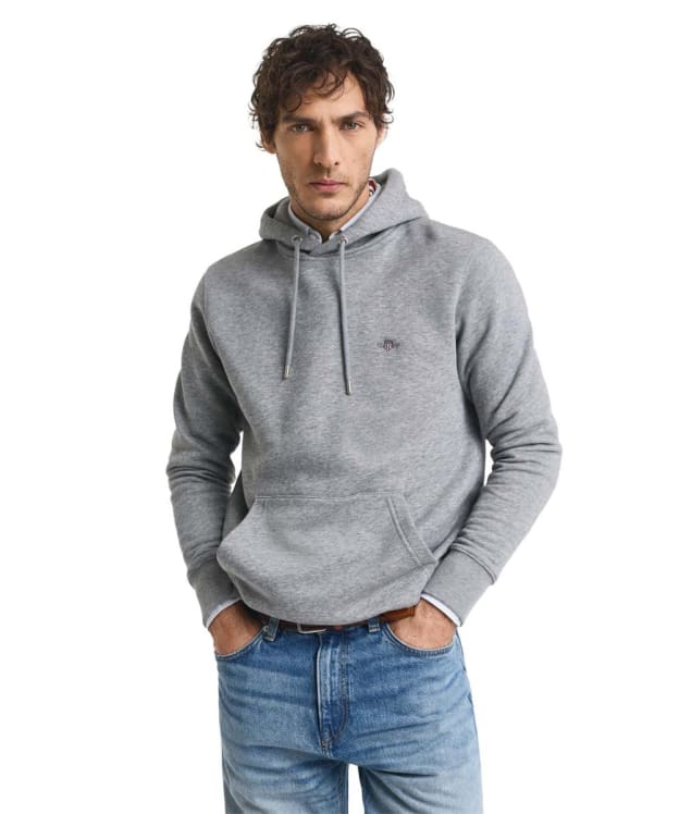 Men's GANT Regular Shield Hoodie - Grey Melange