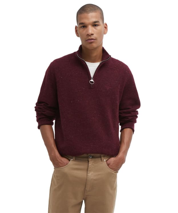 Men's Barbour Tainsbury Half Zip Knitted Jumper - Merlot