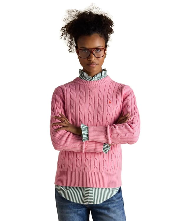 Women's Joules Classic Cable Knit Jumper - Pink