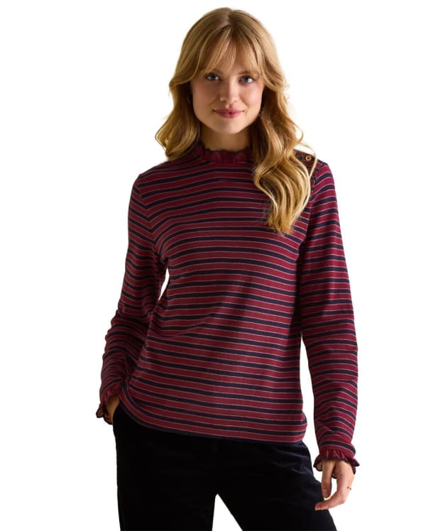 Women's Joules Stripe Long Sleeve Jersey Top - Red Stripe