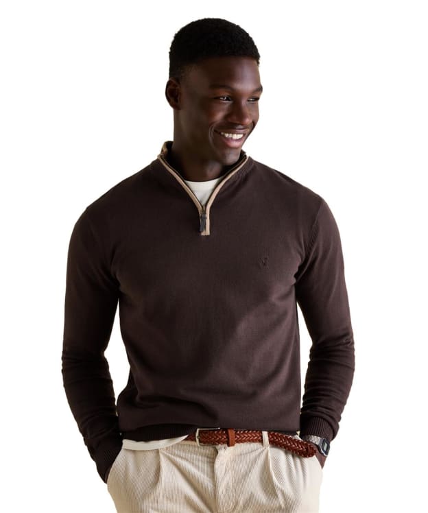 Men's Joules Hillside 1/4 Zip Funnel Neck Jumper - Brown