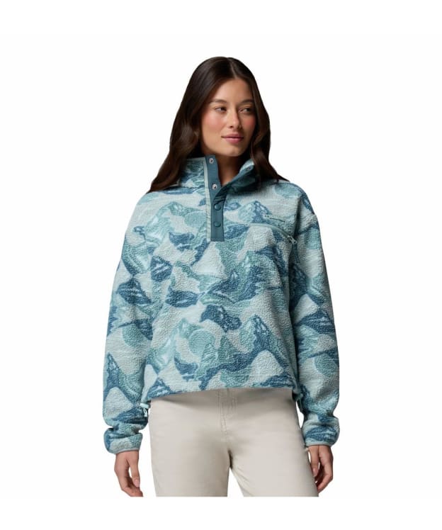 Women's Columbia Helvetia™ II Printed Cropped Half Snap Fleece - Marine Light Sunscape