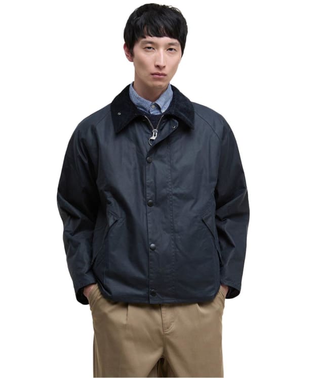 Men's Barbour Oversized Transport Waxed Jacket - Navy