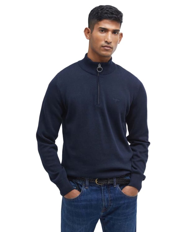 Men’s Barbour Cotton Half Zip Sweater - Navy