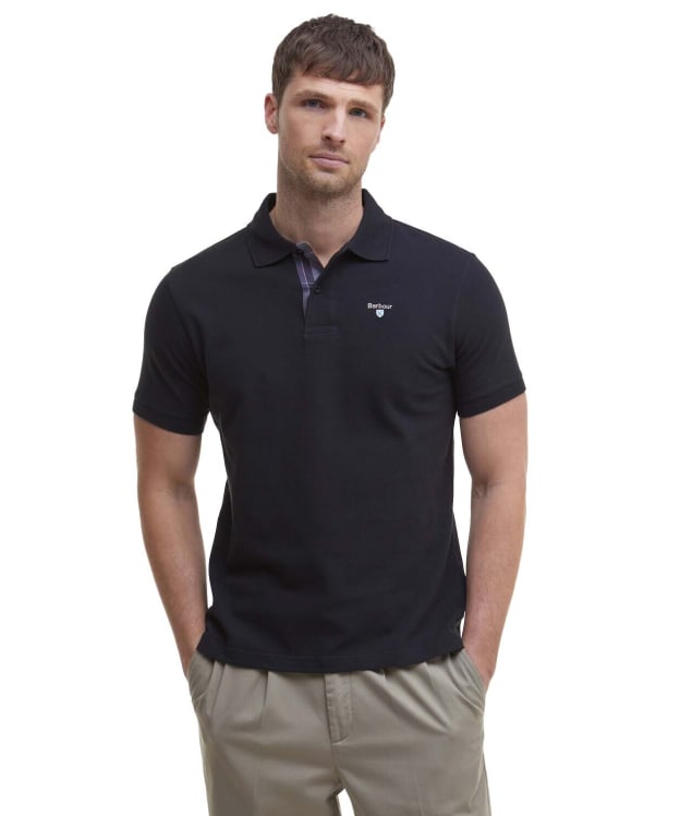 Men's Barbour Tartan Pique Polo Shirt - Black