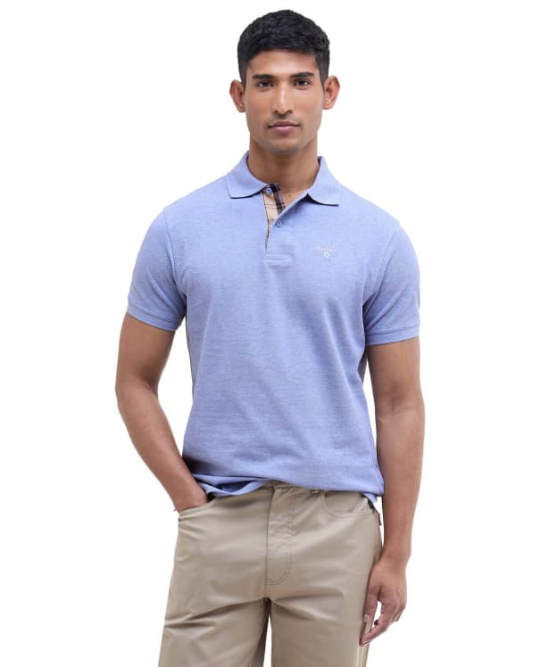 Men's Barbour Tartan Pique Polo Shirt - New Sky Marl