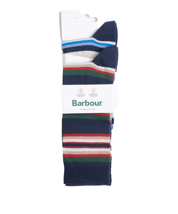 Men's Barbour Summer Stripe Socks - 2 Pack - Navy Mix