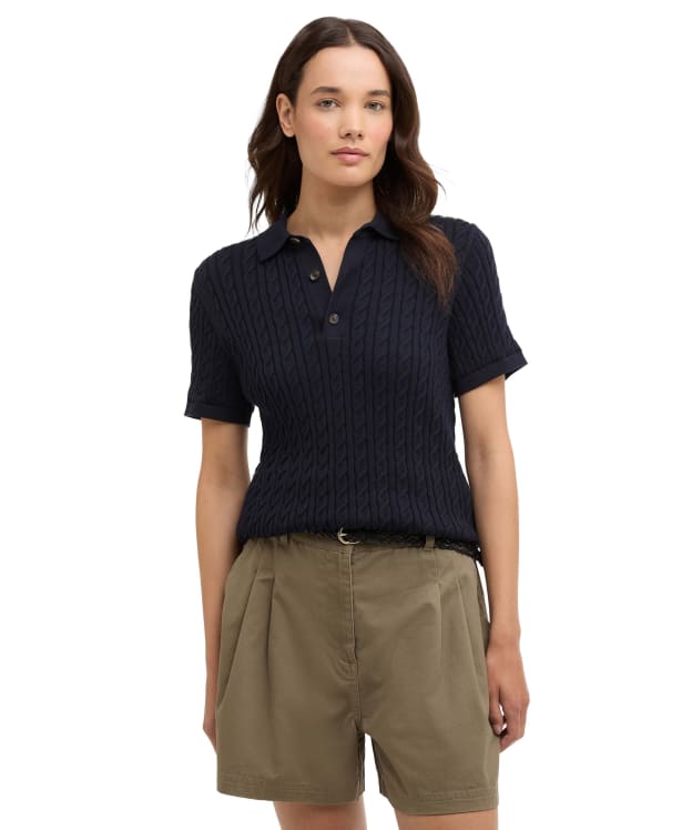 Women's Barbour Hartland Knitted Polo Jumper - Navy