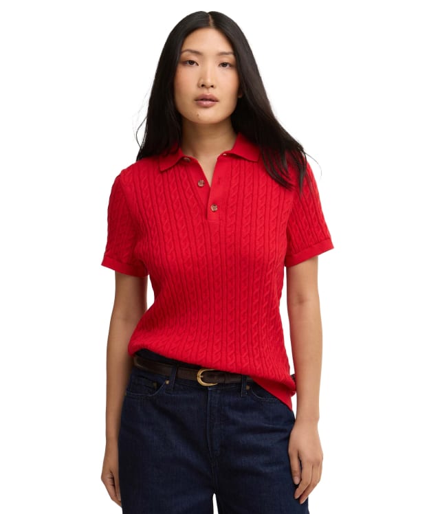 Women's Barbour Hartland Knitted Polo Jumper - Poppy Red