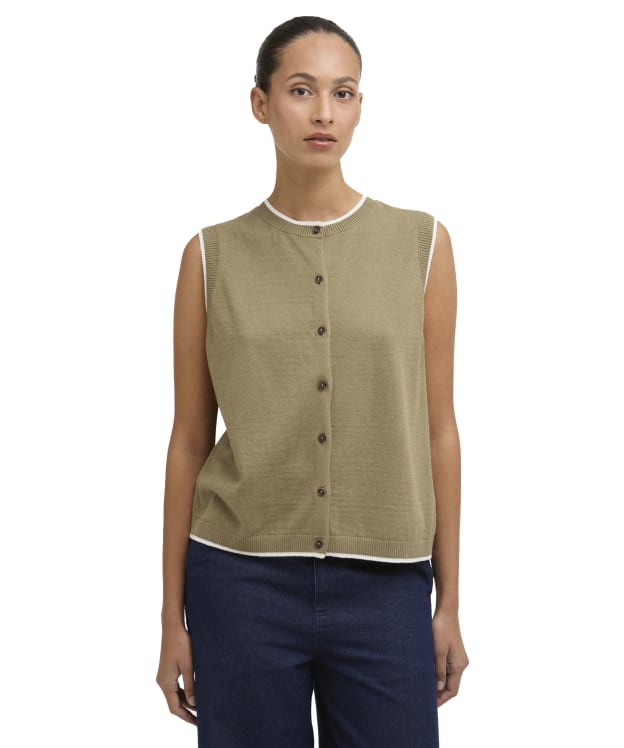Women's Barbour Maia Knitted Vest - Bleached Olive / Cloud