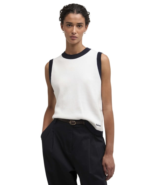 Women's Barbour Salthill Knitted Vest - Cloud / Navy