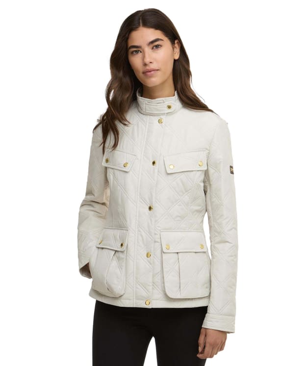Women's Barbour International Halsey Quilted Jacket - Silver Birch / Silver Birch