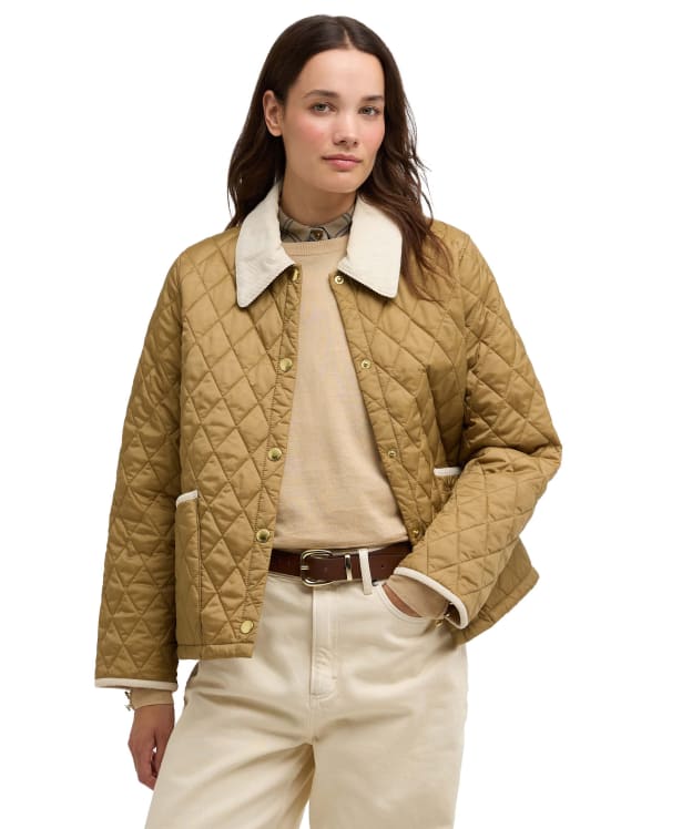 Women's Barbour Icons Cropped Liddesdale Quilted Jacket - Sand / Dress / Pearl