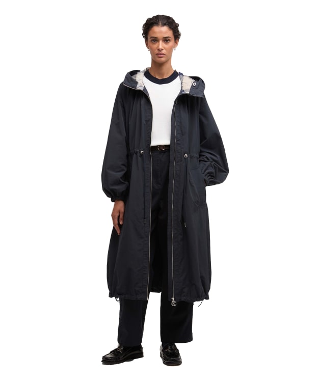 Women's Barbour Kempsey Showerproof Parka - Dark Navy / Dress Tartan