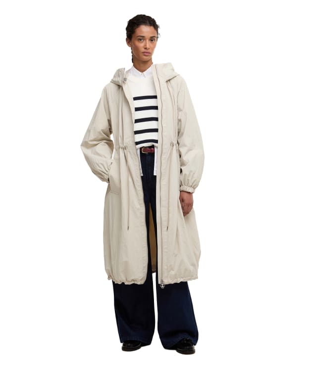 Women's Barbour Kempsey Showerproof Parka - Mist / Dress Navy tartan