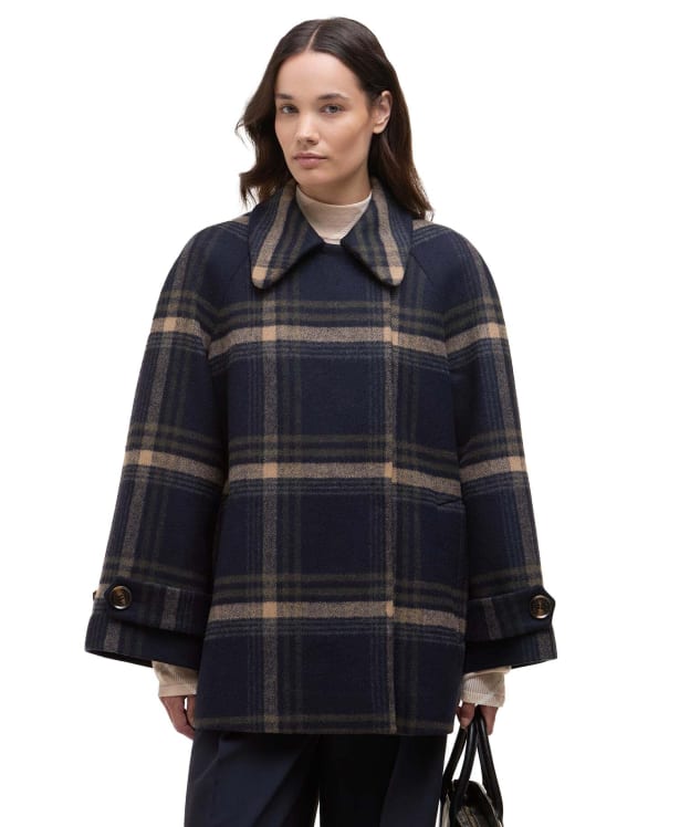 Women's Barbour Tara Wool Coat - Navy Windowpane