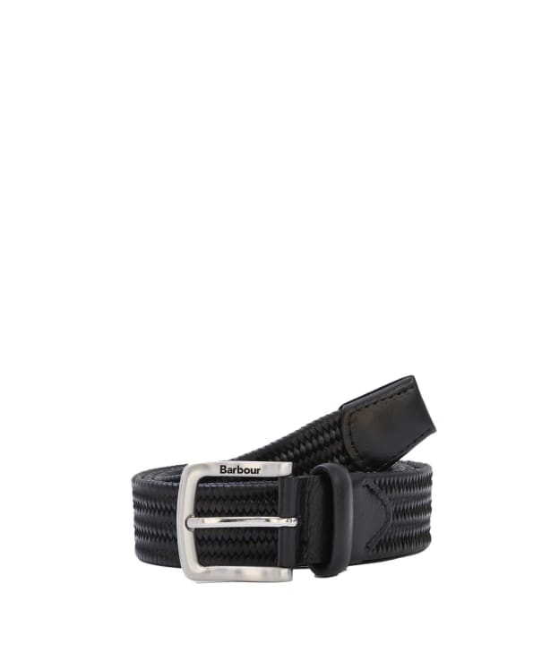Men's Barbour Stretch Leather Belt - Black