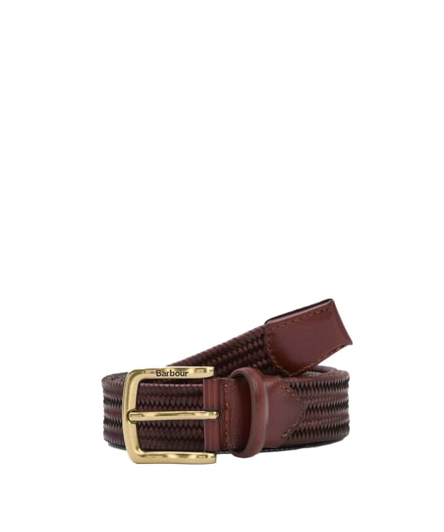 Men's Barbour Stretch Leather Belt - Brown