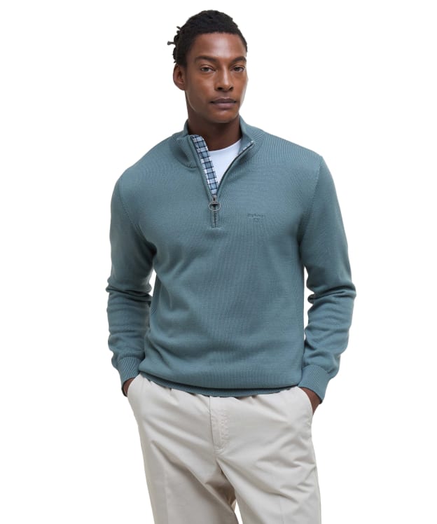 Men’s Barbour Cotton Half Zip Sweater - Vintage Teal