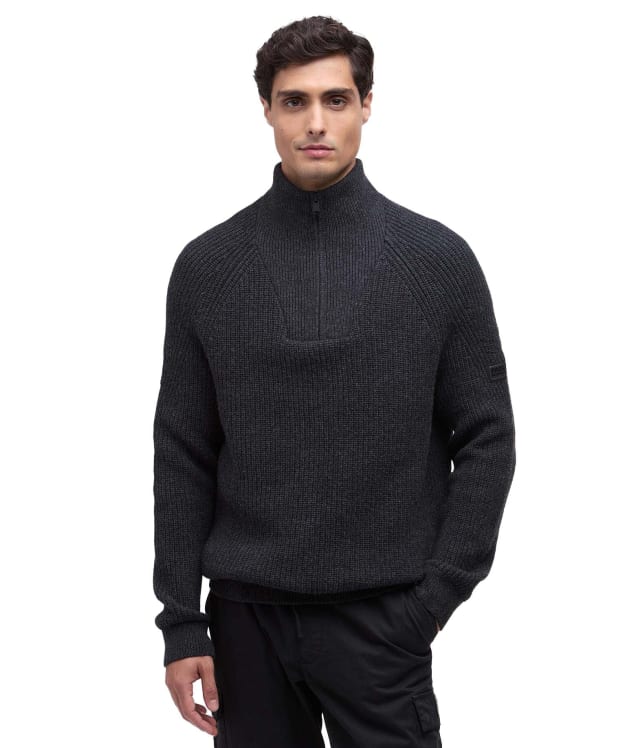 Men's Barbour International Chester Funnel Knit Jumper - Charcoal Marl