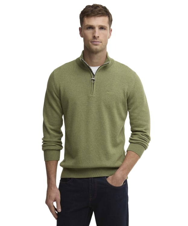 Men’s Barbour Cotton Half Zip Sweater - Laurel Green