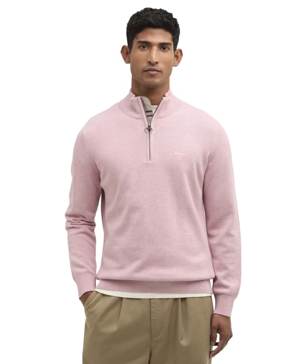 Men’s Barbour Cotton Half Zip Sweater - Pink
