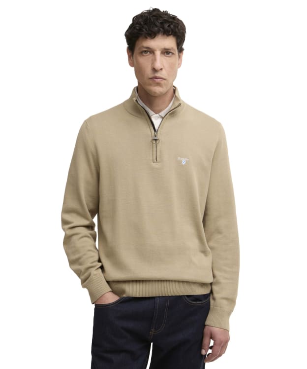 Men's Barbour Lingwood Compact Cotton Half Zip Sweater - Washed Stone
