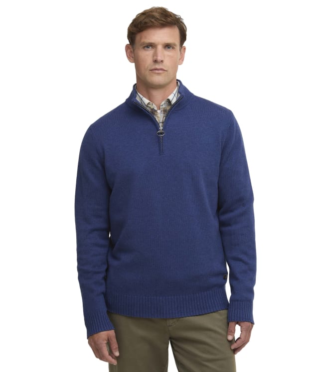 Men's Barbour Kelson Half Zip Knitted Jumper - Blue
