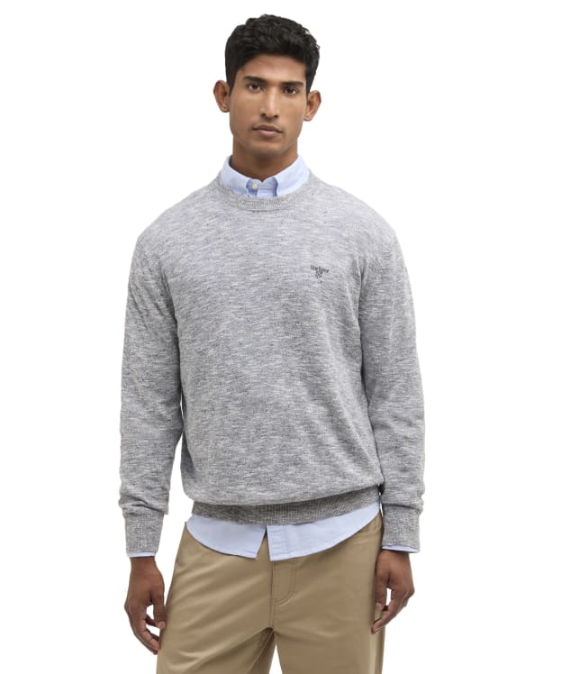 Men's Barbour Flaxby Linen Blend Crew Neck - Navy