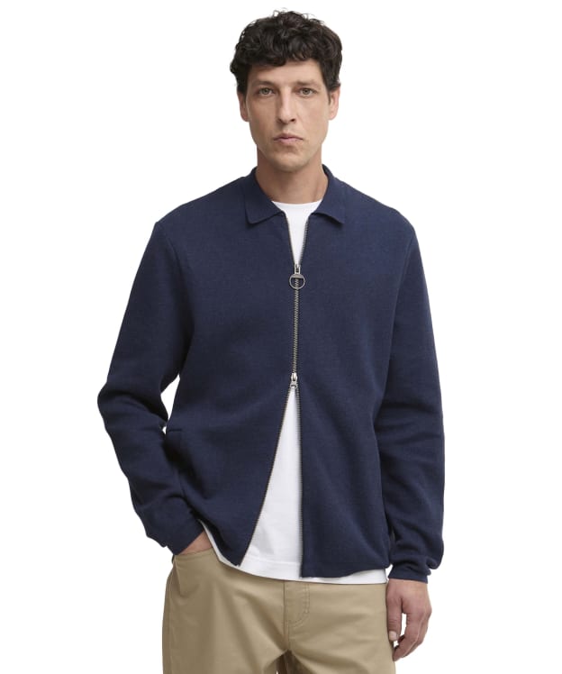 Men's Barbour Crowcombe Knitted Zip Through Sweater - Navy