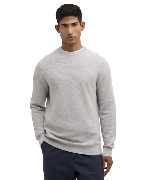 Men's Barbour Essential Honeycomb Crew Neck Sweater - Grey Marl