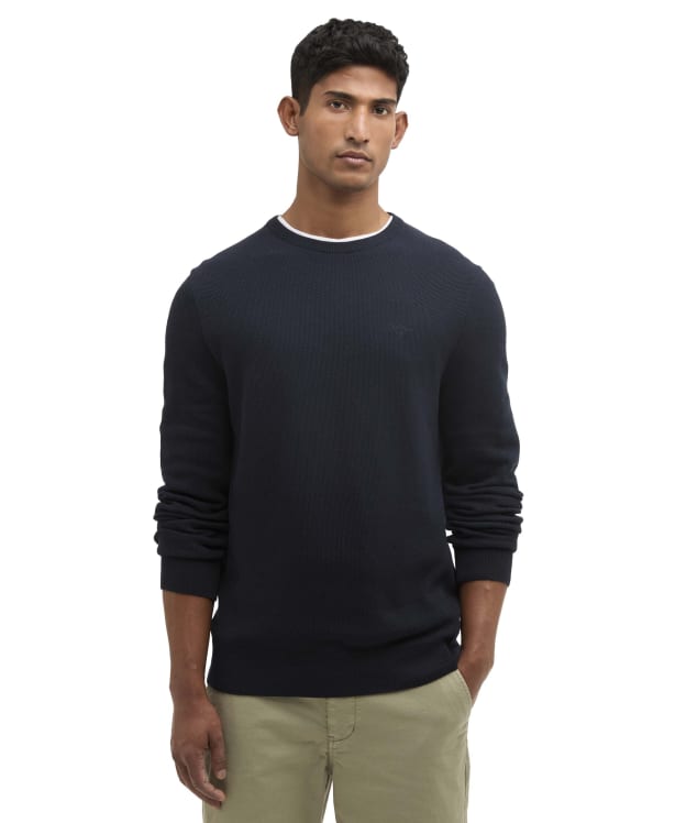 Men's Barbour Essential Honeycomb Crew Neck Sweater - Navy