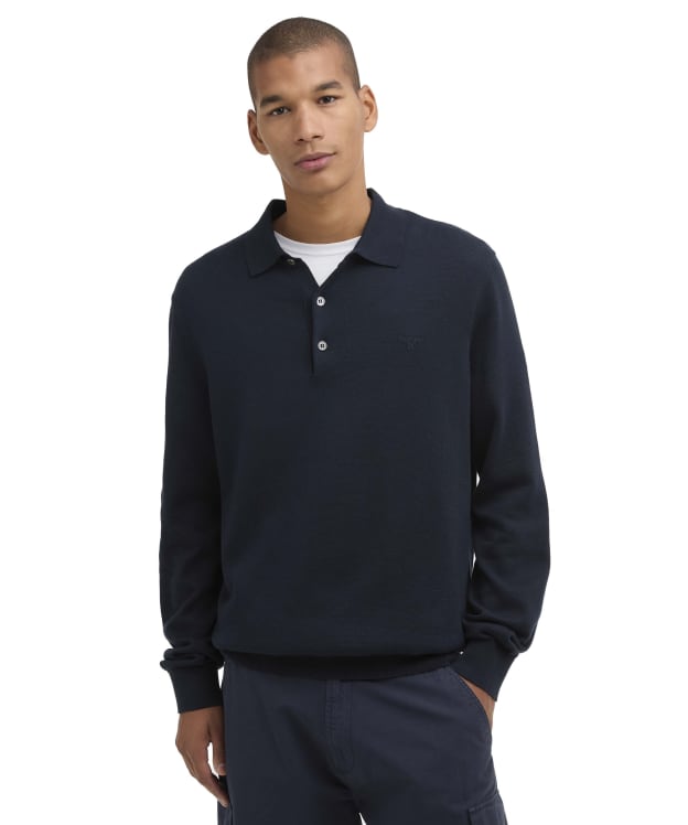 Men's Barbour Pima Cotton Knitted Polo Shirt - Navy