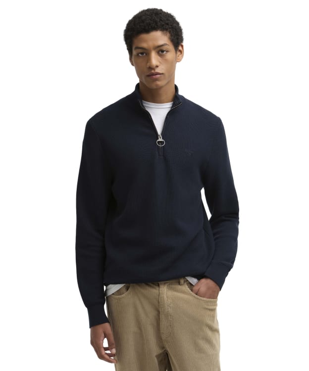 Men's Barbour Essential Honeycomb Half Zip Sweater - Navy