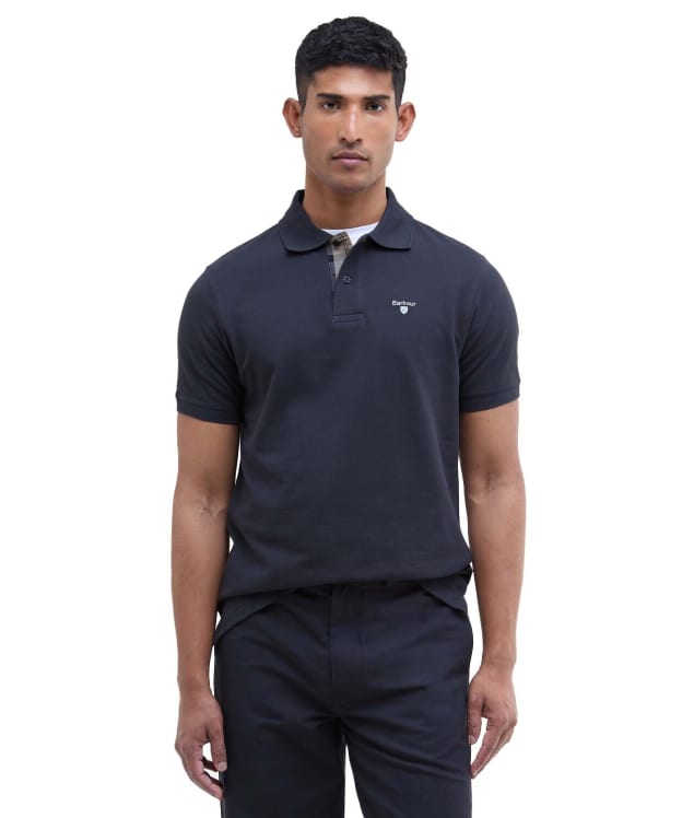 Men's Barbour Tartan Pique Polo Shirt - Navy