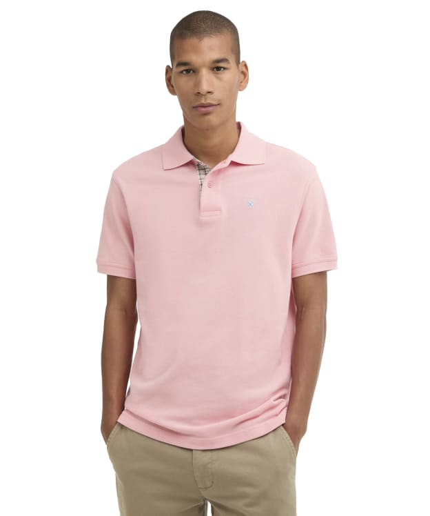 Men's Barbour Tartan Pique Polo Shirt - Mineral Pink